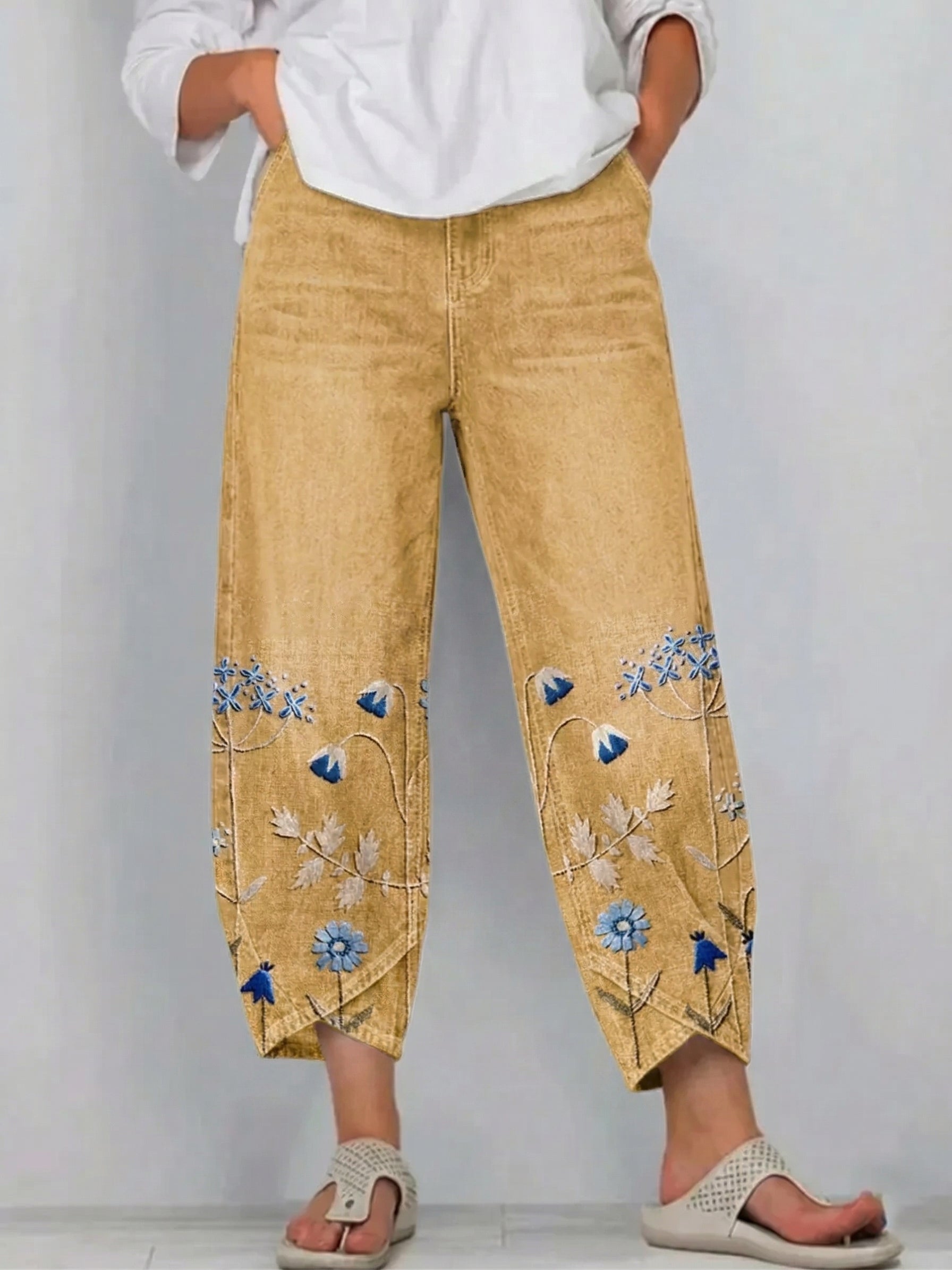 Jonah | Embroidered Barrel-Leg Pants