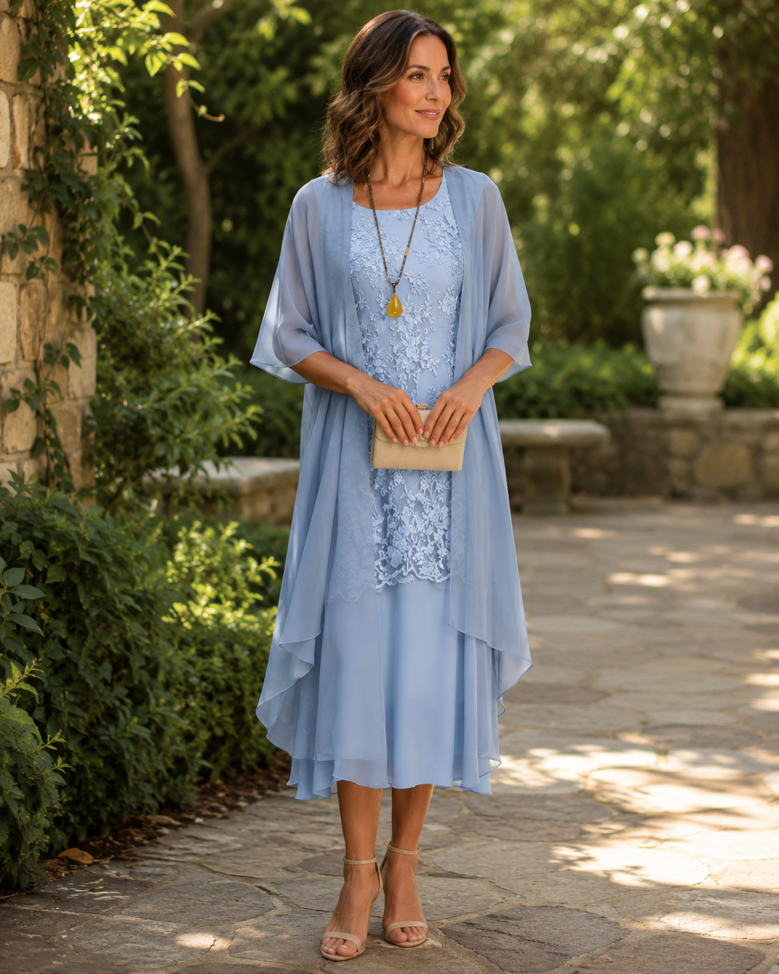 Irah | Layered Embroidered Midi Dress
