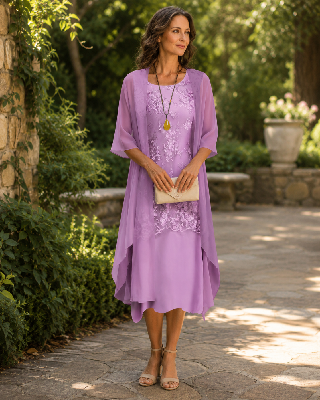 Irah | Layered Embroidered Midi Dress