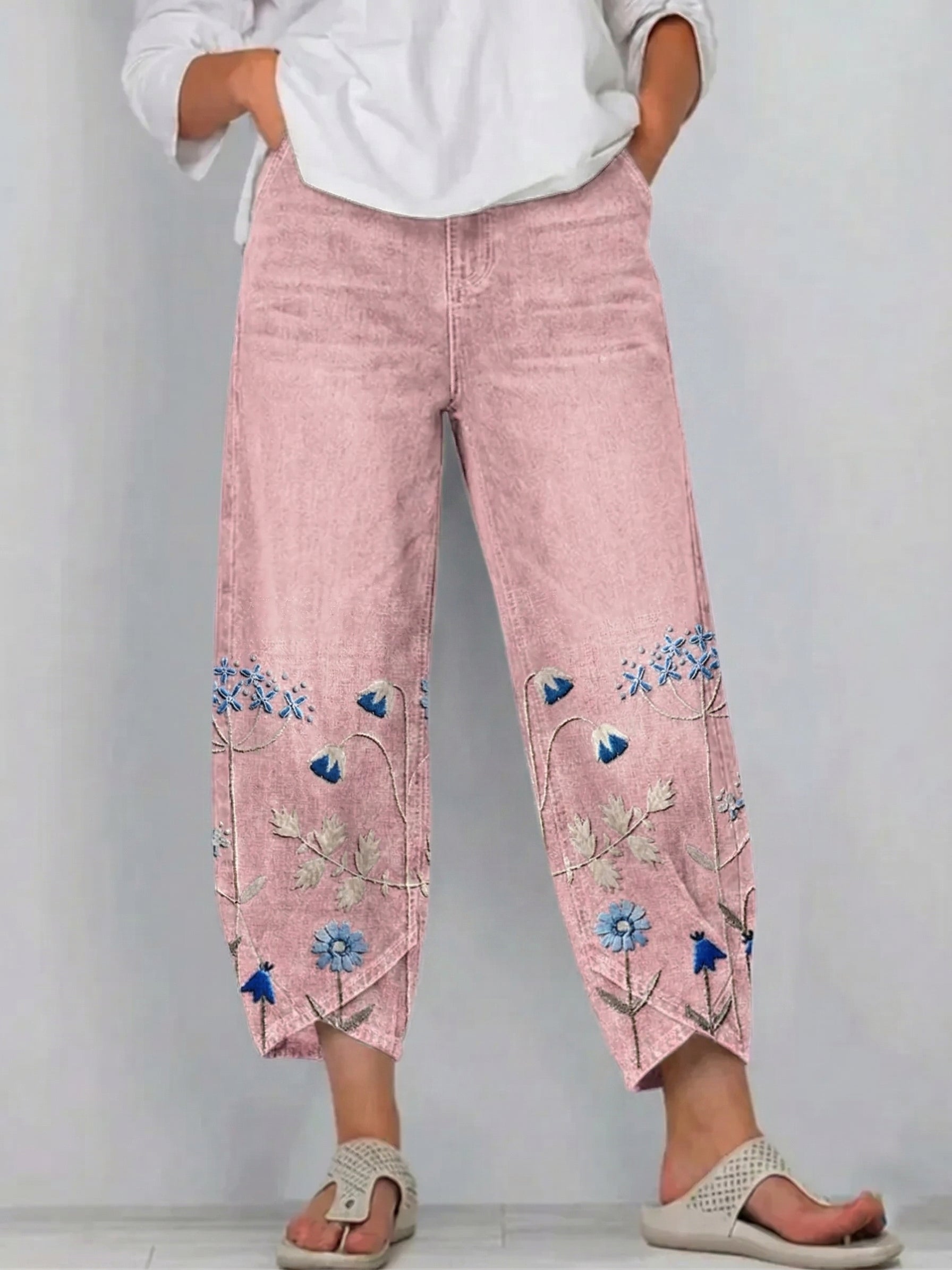 Jonah | Embroidered Barrel-Leg Pants