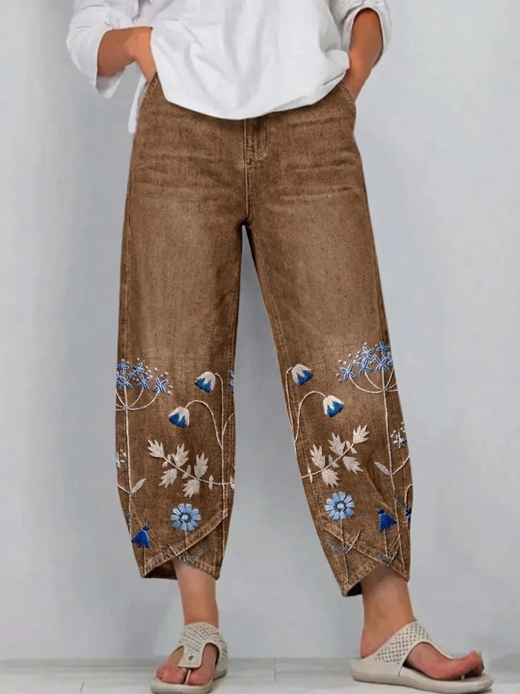Jonah | Embroidered Barrel-Leg Pants