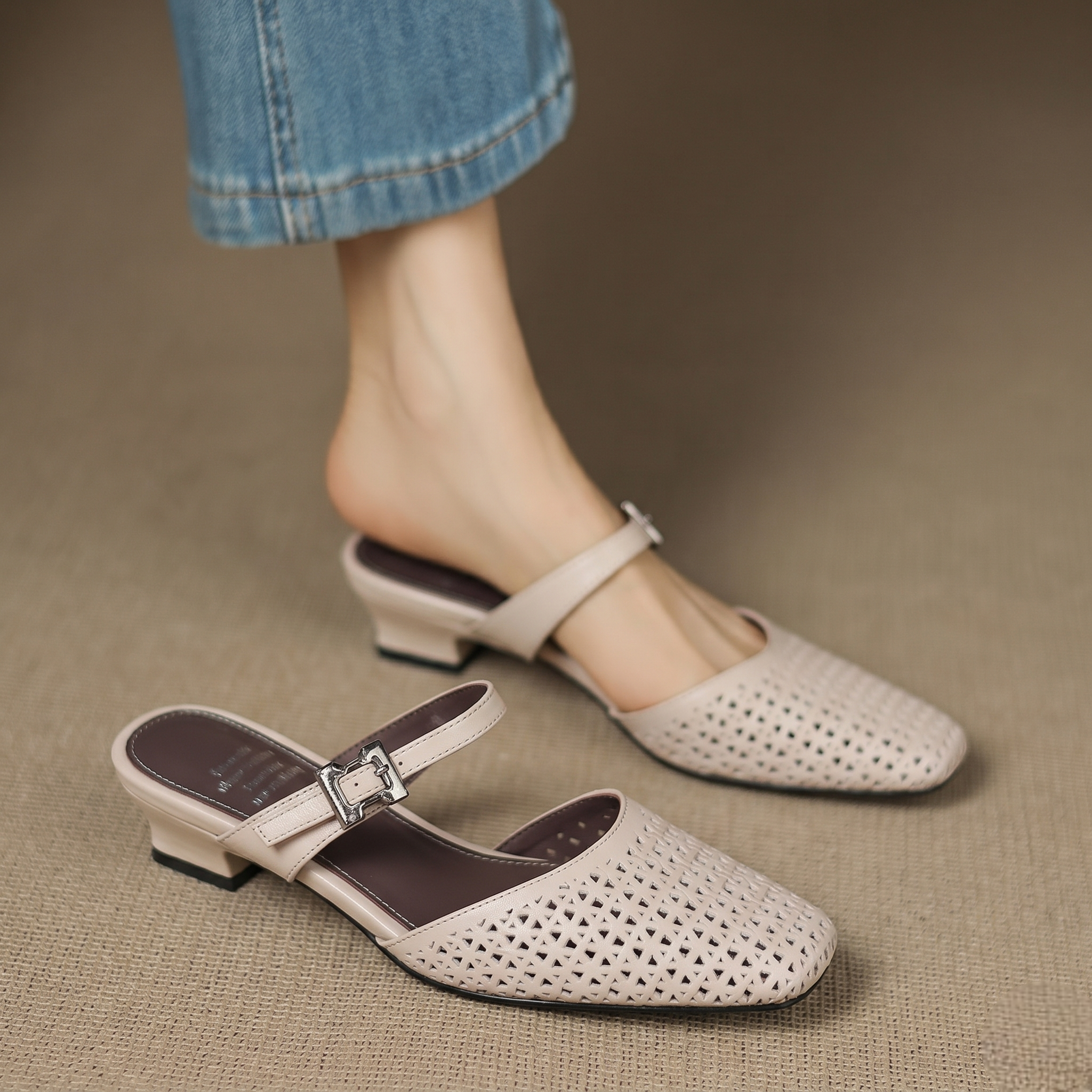 Reolla | Perforated Buckle Mules