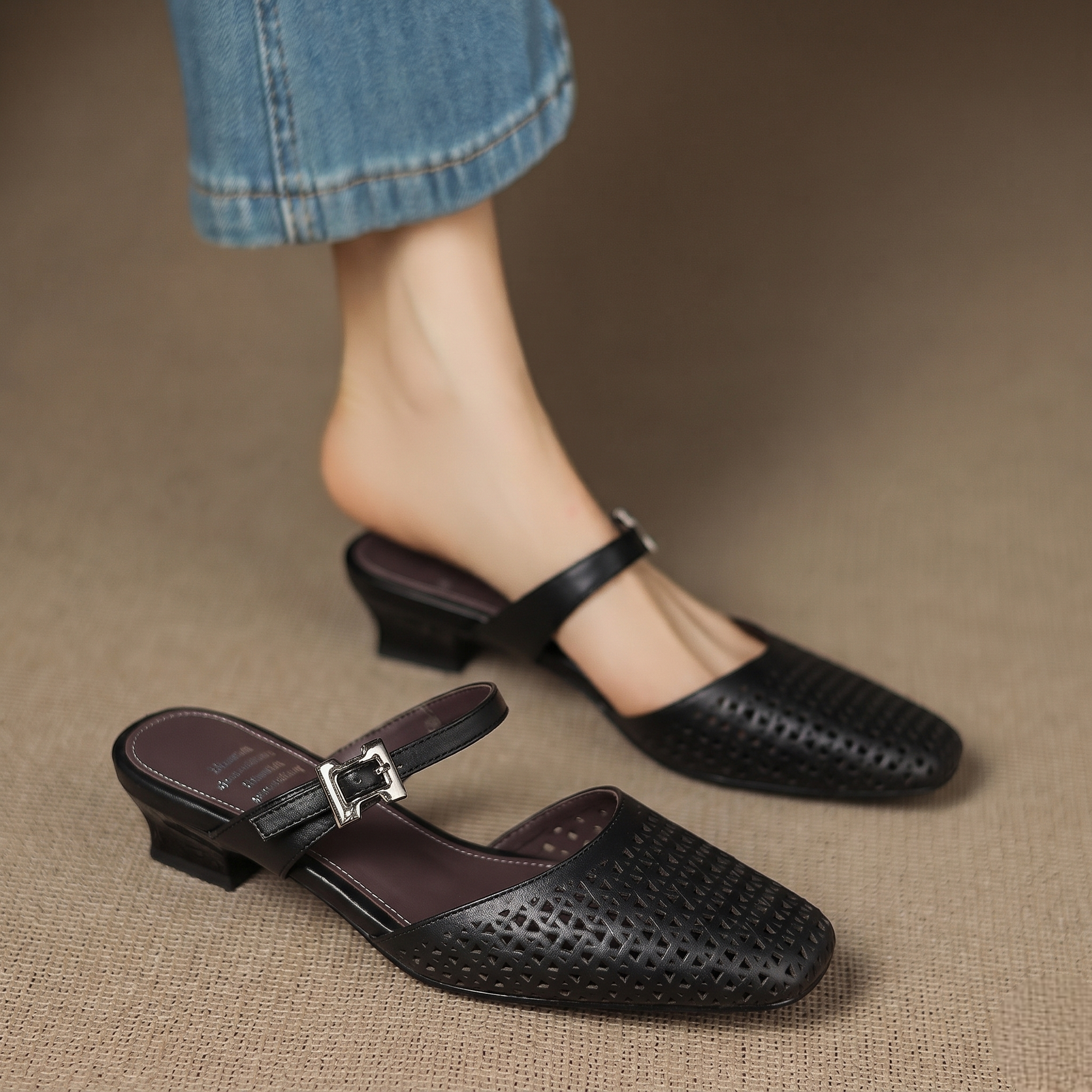 Reolla | Perforated Buckle Mules